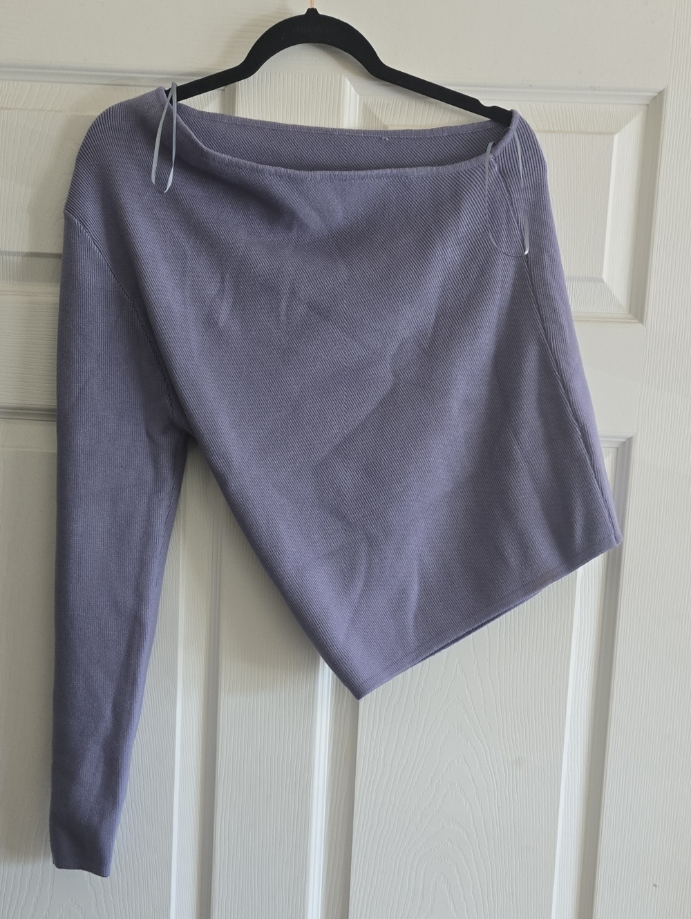 eesome Lavender Asymmetric One-Shoulder Knit Top
